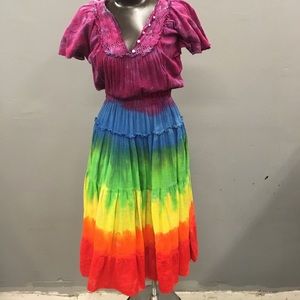 Rainbow Tie Dye Cotton Dress Sz Med